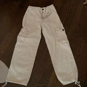 Cream cotton cargo pants